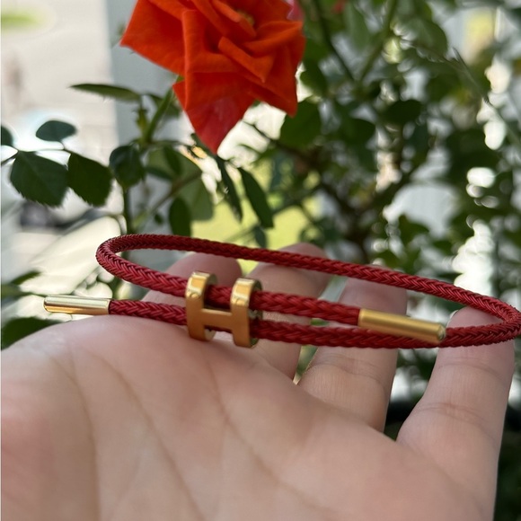 Unisex Red 🔴 Rope Stainless Steel Pull H Bracelet - Picture 8 of 9